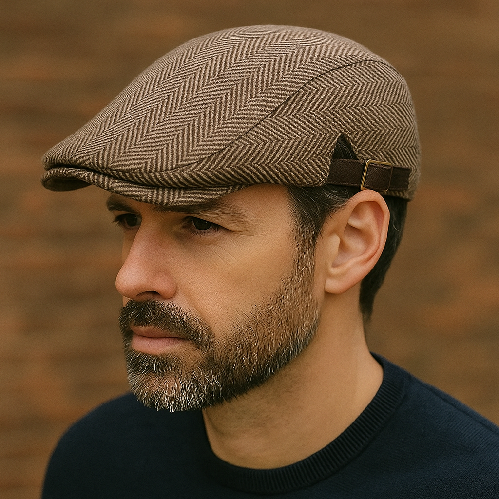 Flat Cap – Men’s Wool Herringbone Pattern