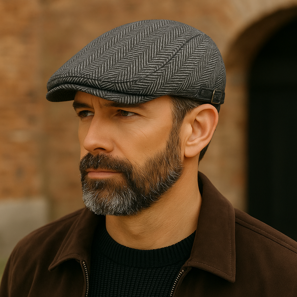 Flat Cap – Men’s Wool Herringbone Pattern