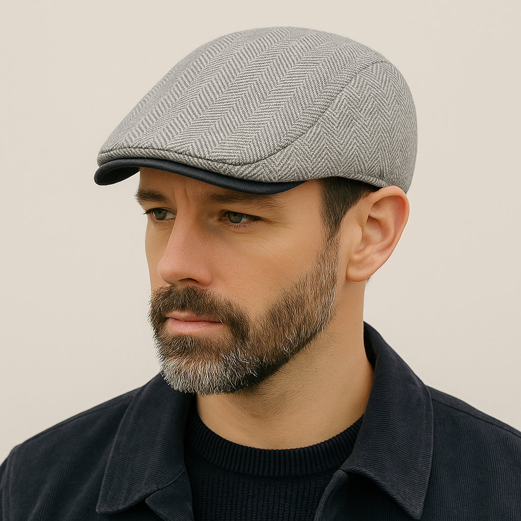 Flat Cap – Men’s Herringbone Cotton Design