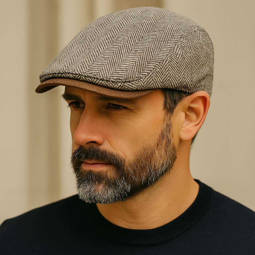 Flat Cap – Men’s Herringbone Cotton Design