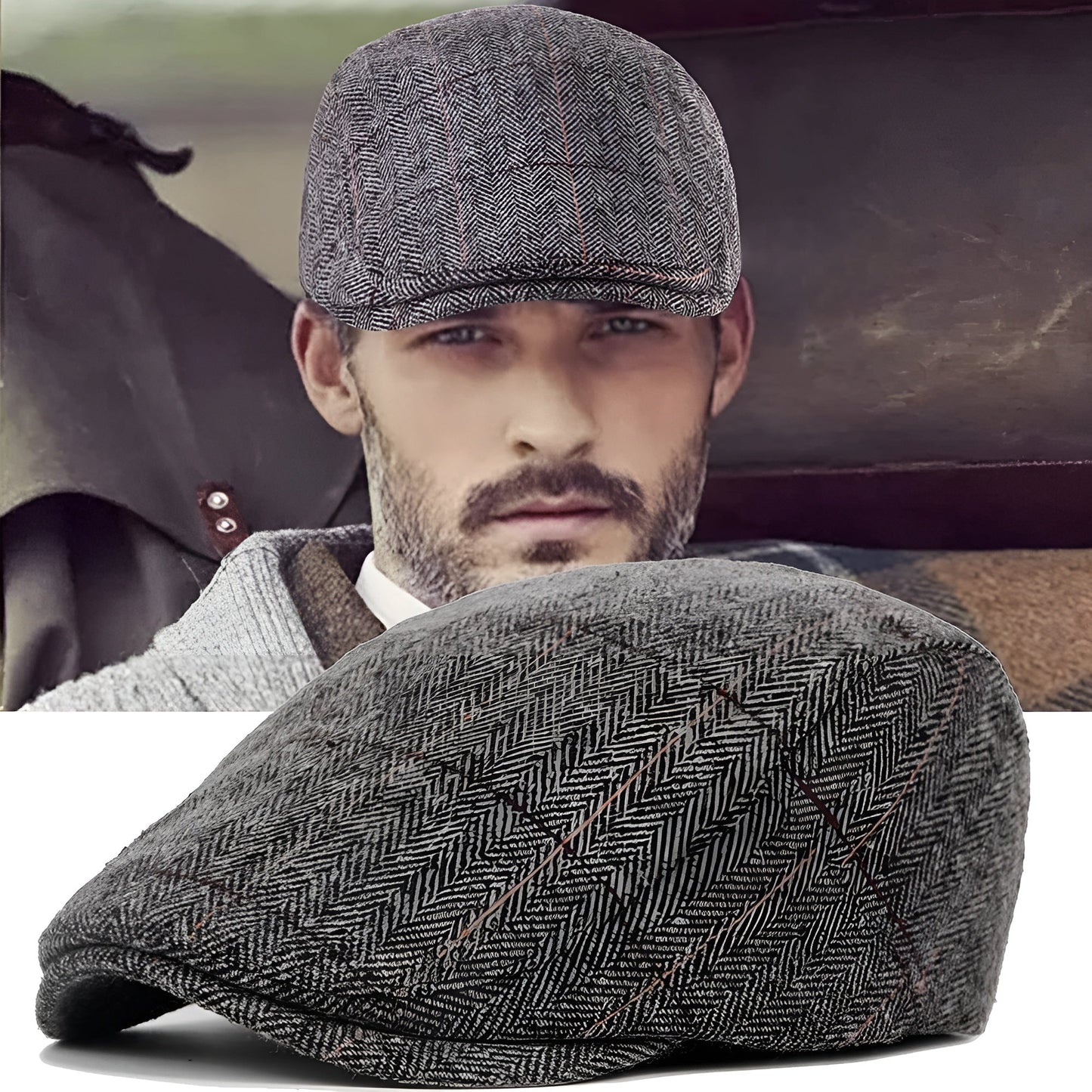 Classic Wool Blend Flat Cap for Men