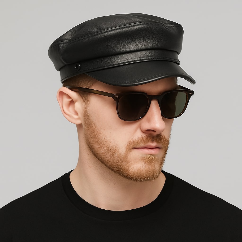 Leather Sailor Cap – Genuine Sheepskin With Short Brim