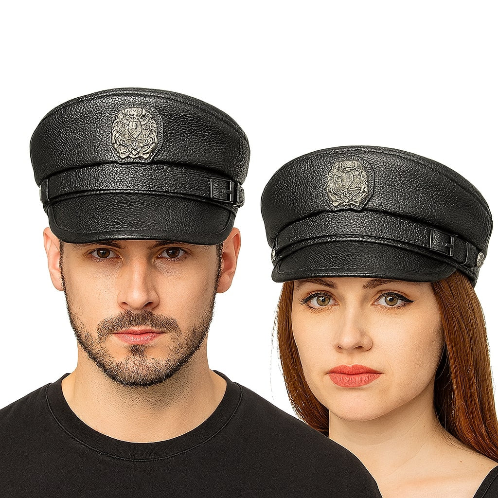 Leather Sailor Cap – Cowhide Badge & Contrast Strap