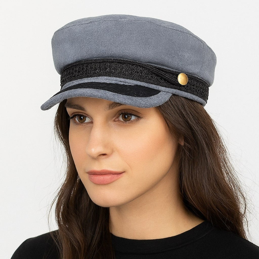 Sailor Cap – Flat Top Newsboy Style With Decorative Belt