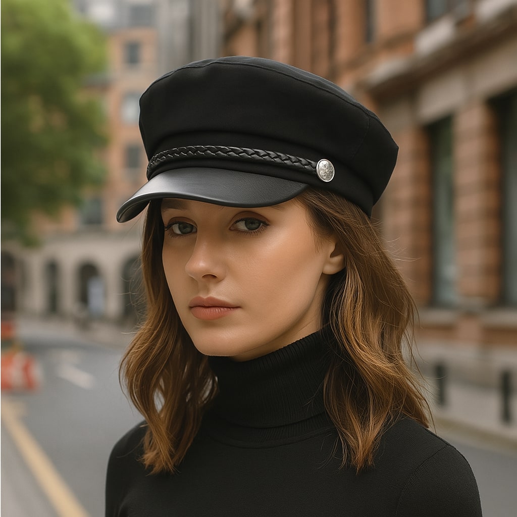 Braided Wool Sailor Cap – Structured Feminine Design With Braided Trim