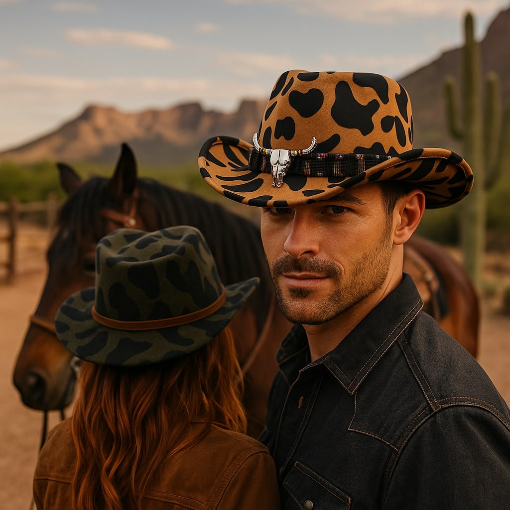 Cowboy Hat – Wild Cow Print With Western Bull Badge