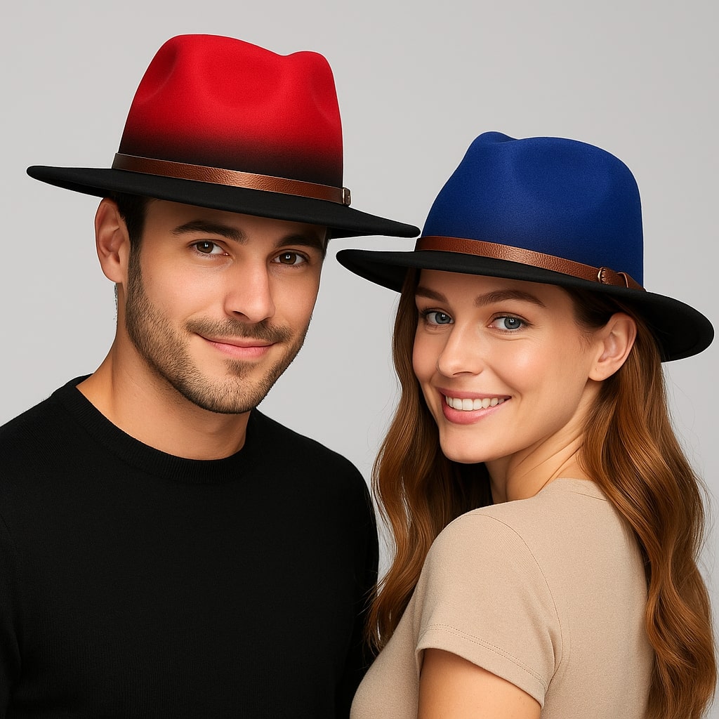 Fedora Hat – Gradient Effect with Gold Belt