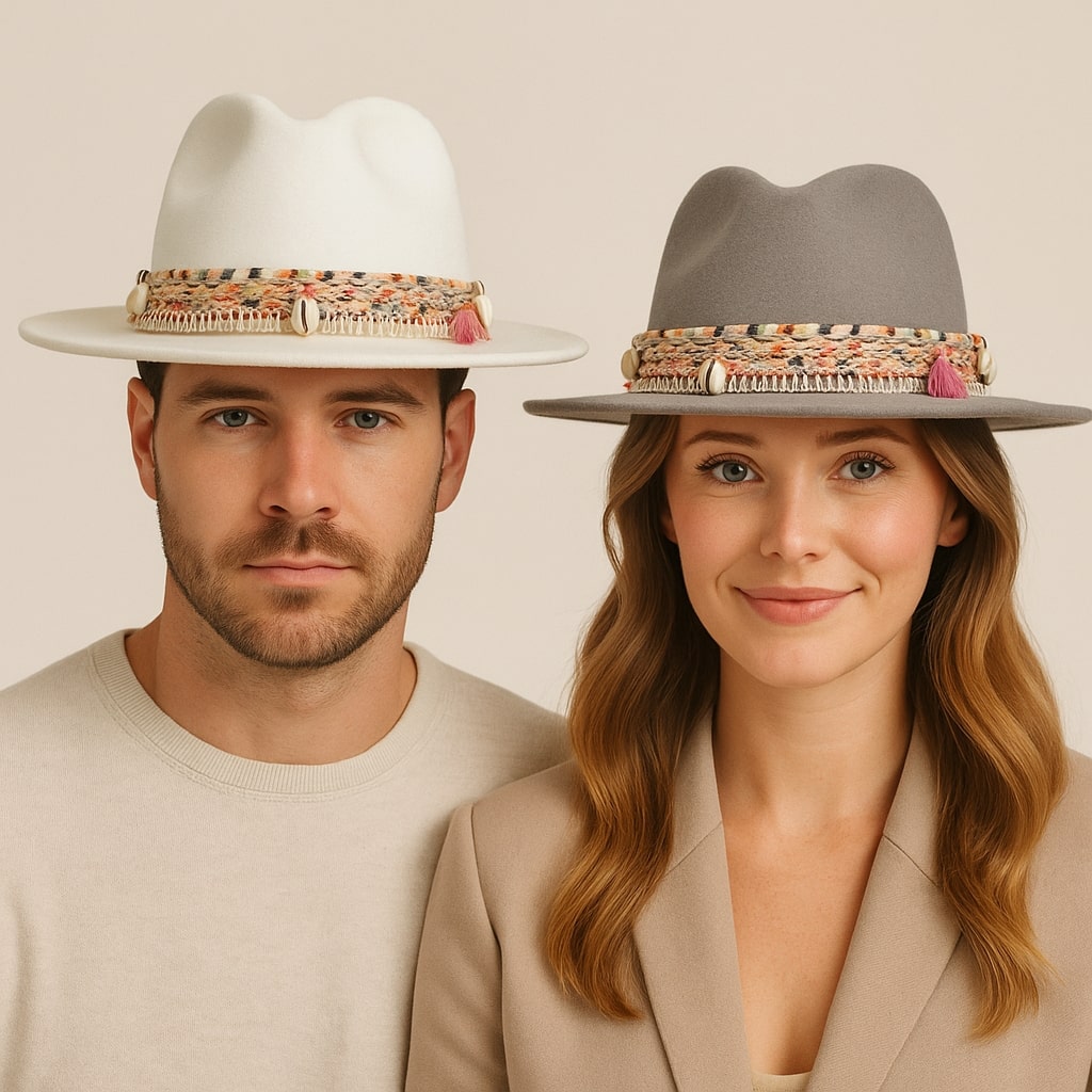Fedora Hat – Bohemian Shell & Tassel Band