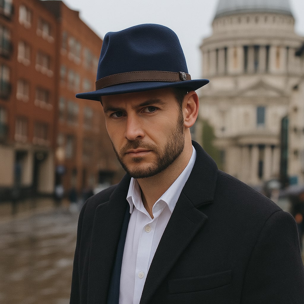 Classic Wool Trilby Hat – Slim Band with Decorative Button