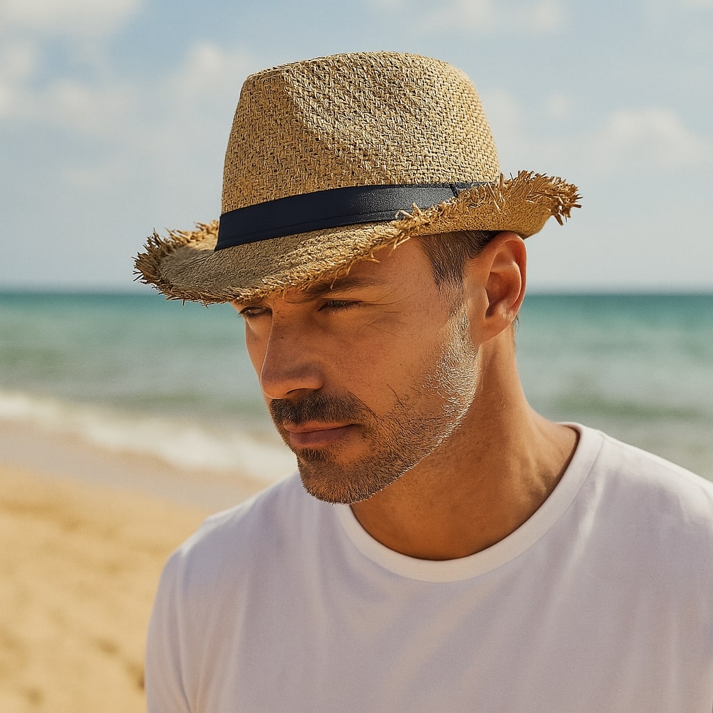 Trilby Straw Hat – Frayed Brim Summer Style