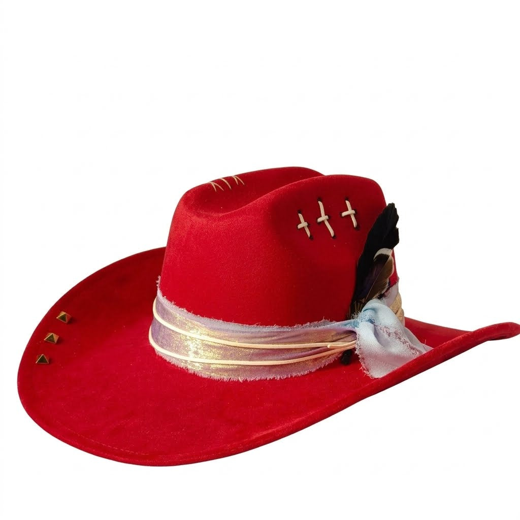 Cowboy Hat – Feather Studded Handmade Punk Style
