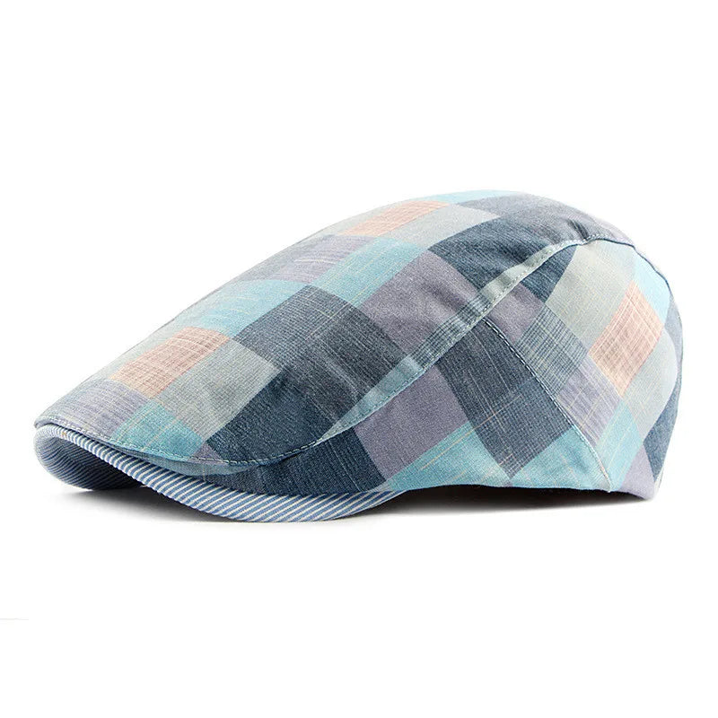 Flat Cap – Men’s Colorful Checked Patchwork