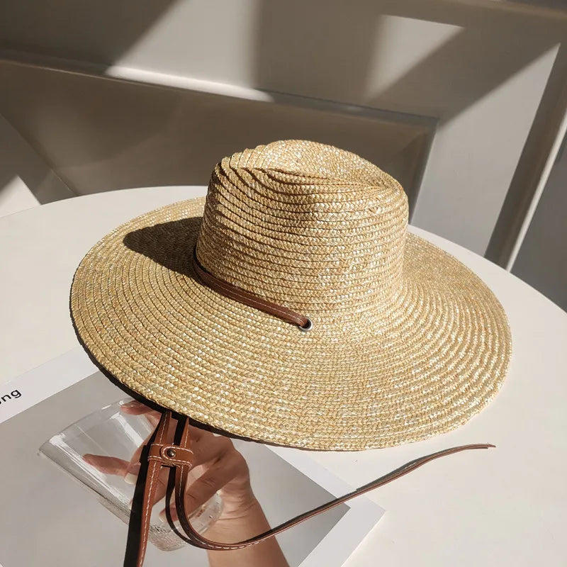 Straw Sun Hat With Chin Strap – Lightweight Summer Protection