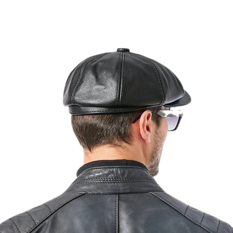 Newsboy Cap – 100% Cowhide Leather With Dome Cut