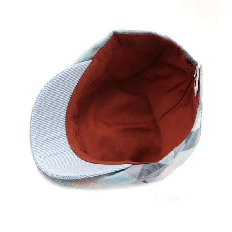 Flat Cap – Men’s Colorful Checked Patchwork