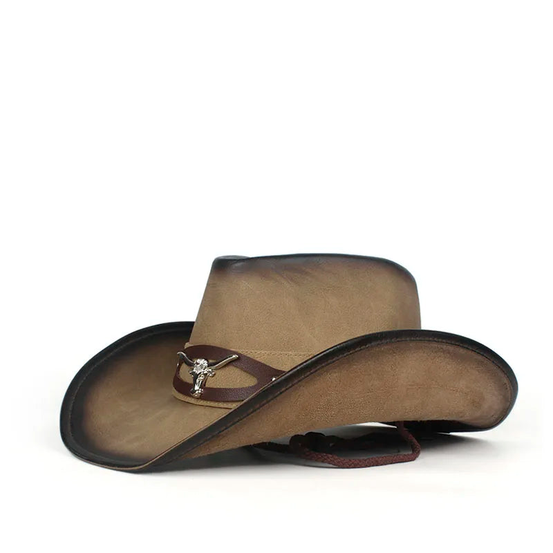 Western Cowboy Hat – Suede Finish With Bull Head Band