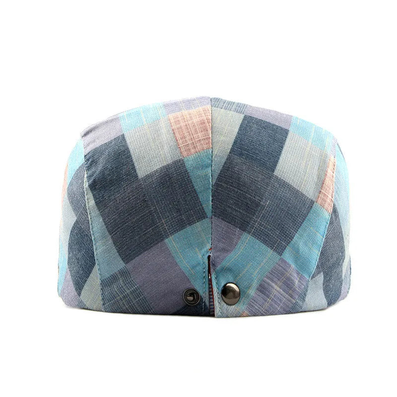 Flat Cap – Men’s Colorful Checked Patchwork