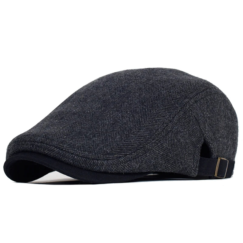 Classic Herringbone Flat Cap – Casual Vintage Look