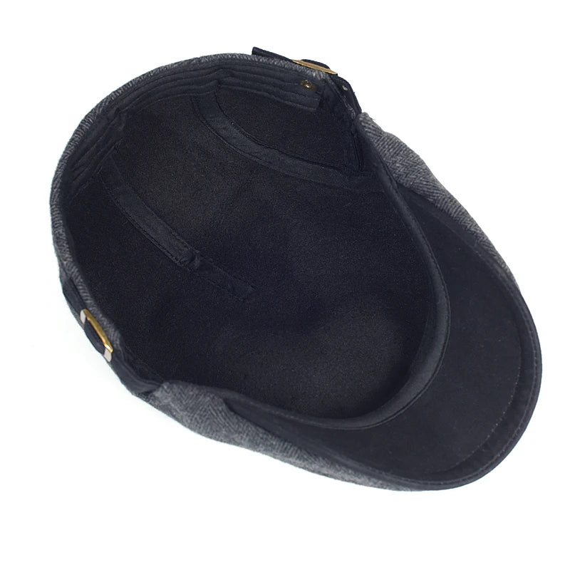 Classic Herringbone Flat Cap – Casual Vintage Look