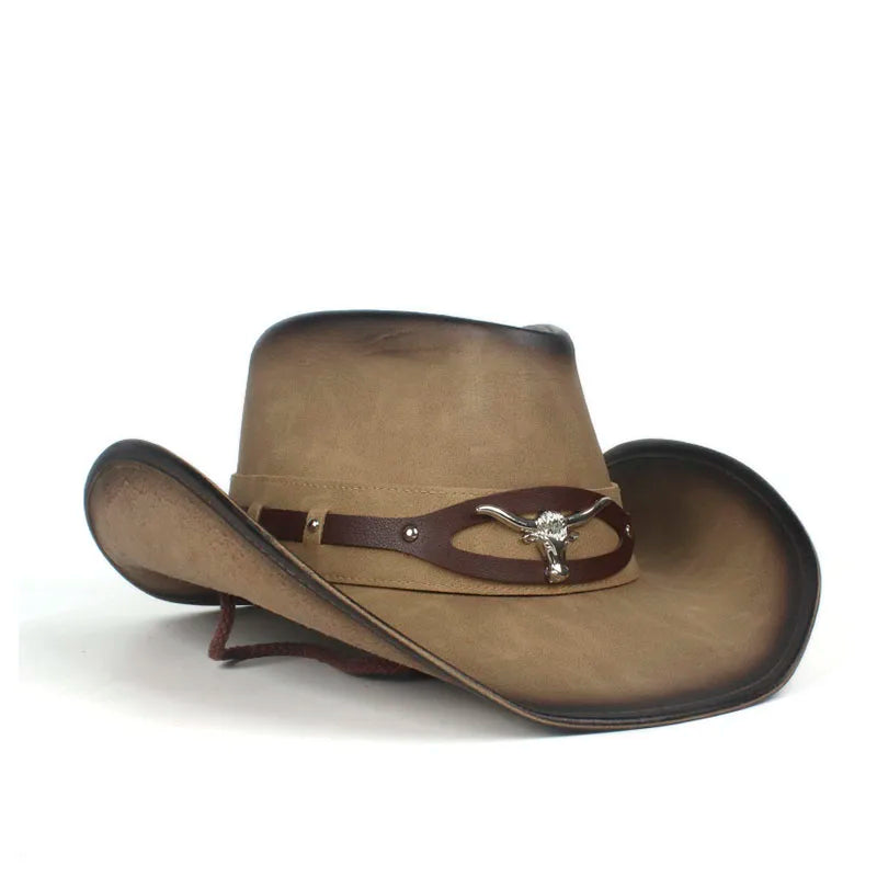 Western Cowboy Hat – Suede Finish With Bull Head Band