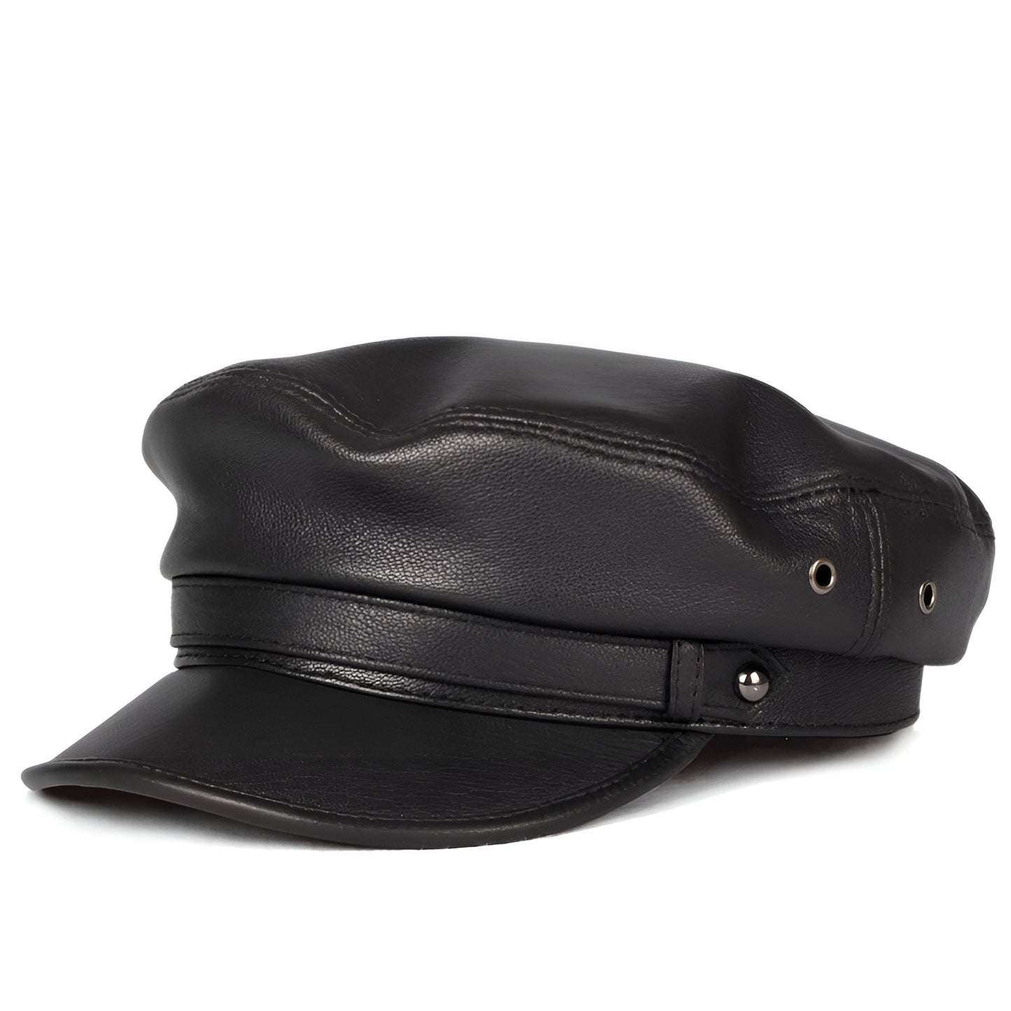 Leather Sailor Cap – Genuine Sheepskin With Short Brim