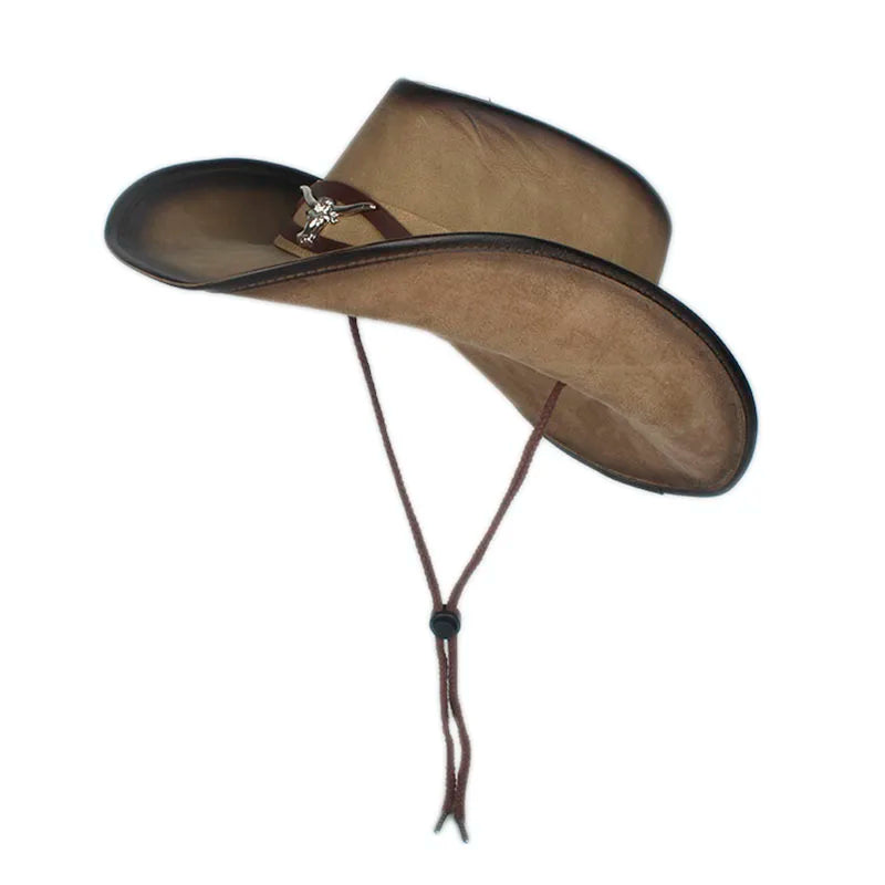 Western Cowboy Hat – Suede Finish With Bull Head Band