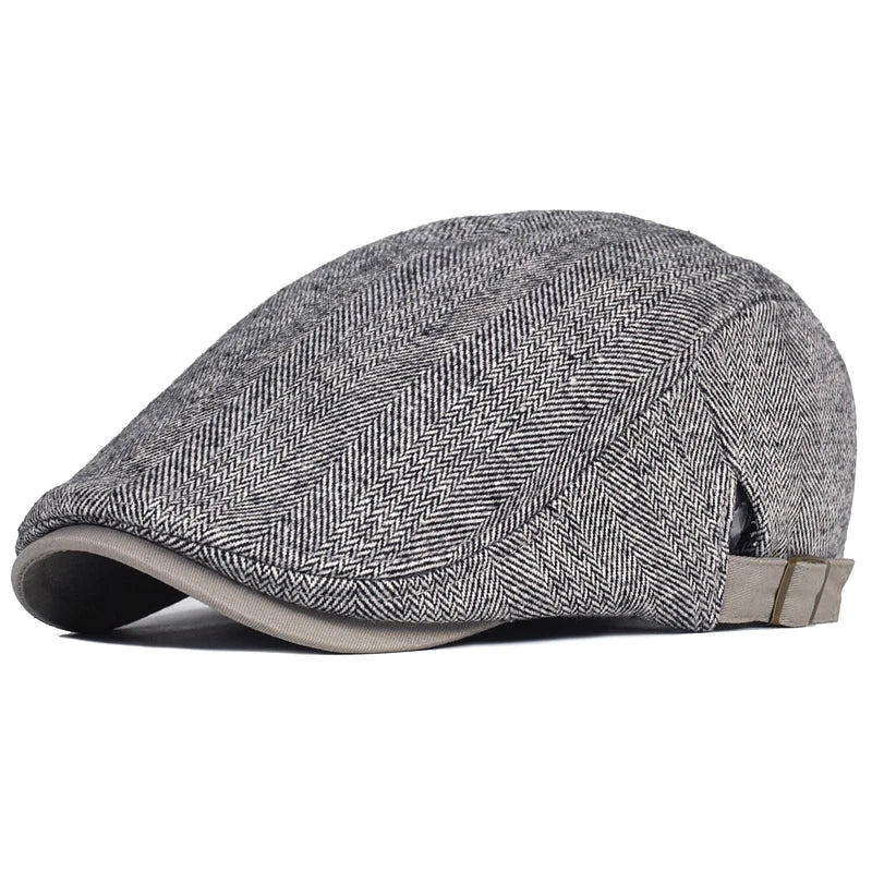 Classic Herringbone Flat Cap – Casual Vintage Look