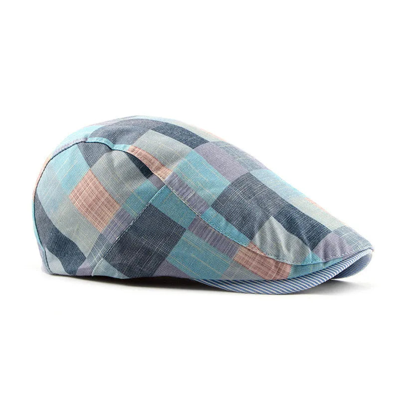 Flat Cap – Men’s Colorful Checked Patchwork