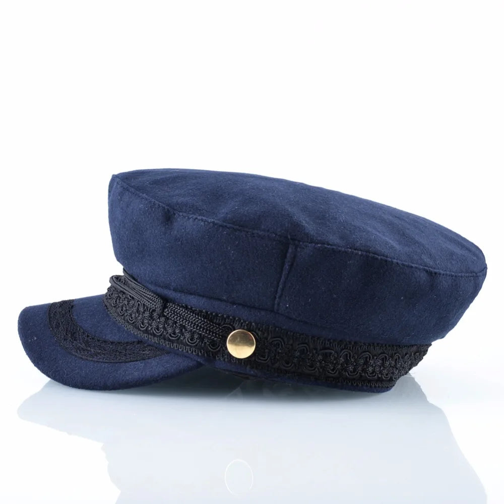 Sailor Cap – Flat Top Newsboy Style With Decorative Belt