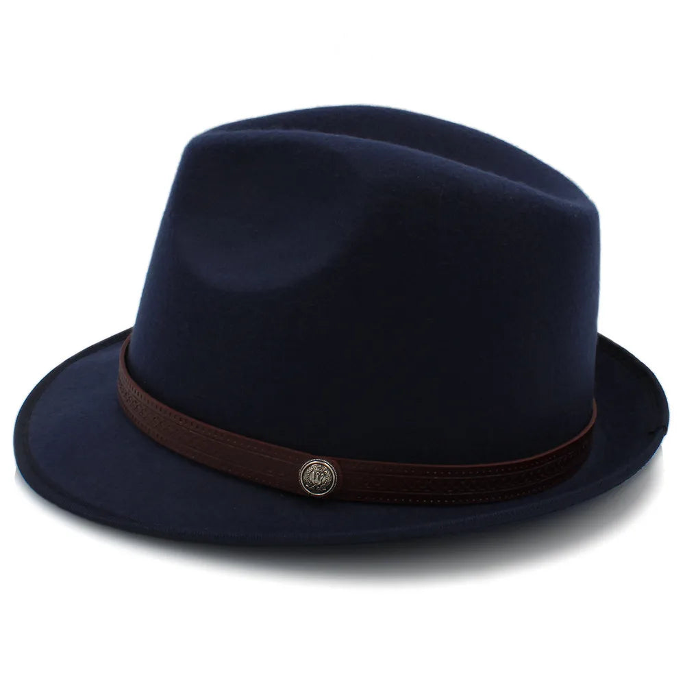 Classic Wool Trilby Hat – Slim Band with Decorative Button