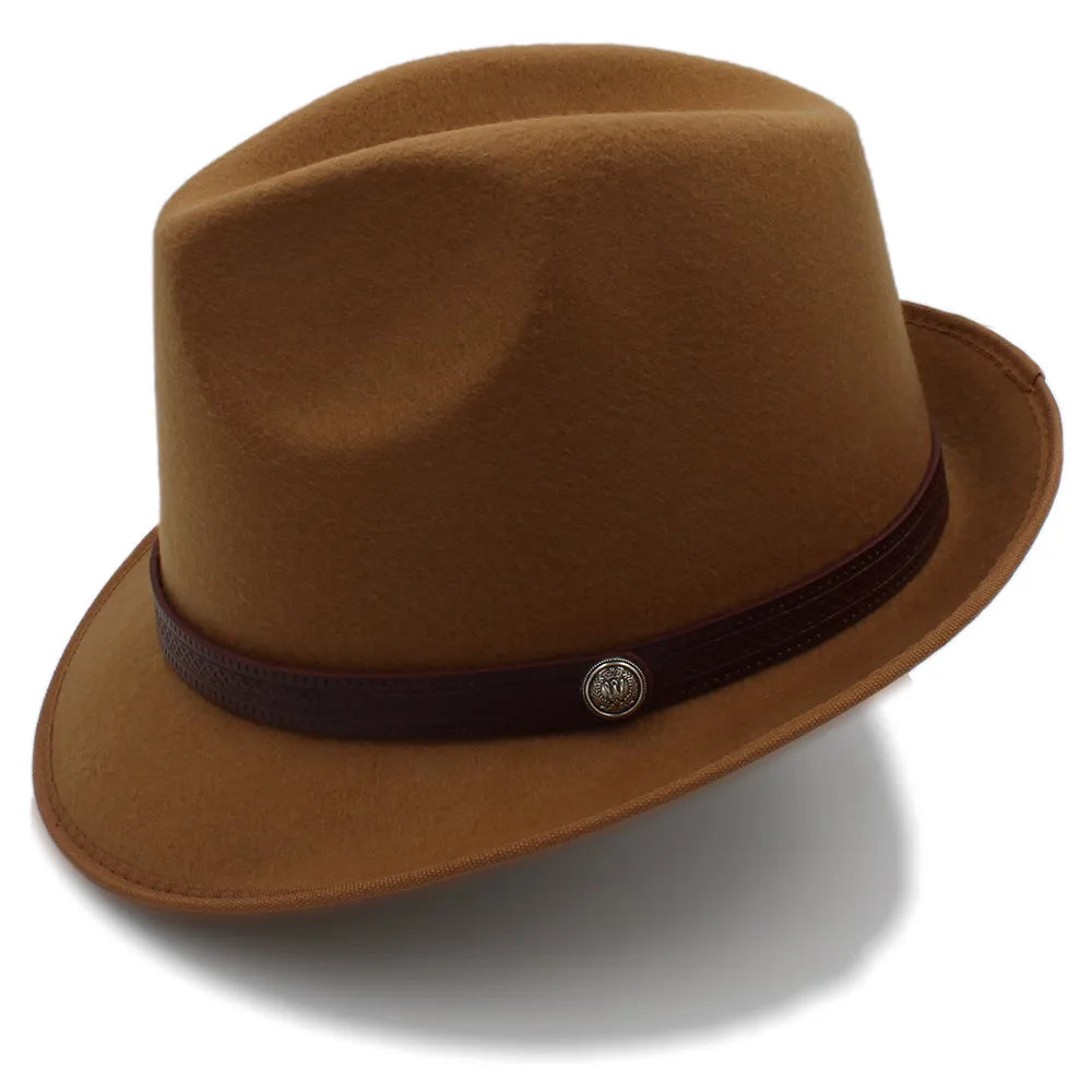 Classic Wool Trilby Hat – Slim Band with Decorative Button