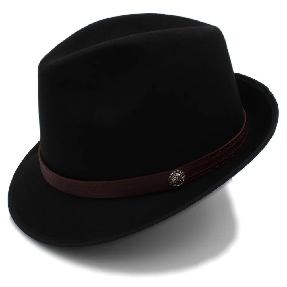 Classic Wool Trilby Hat – Slim Band with Decorative Button