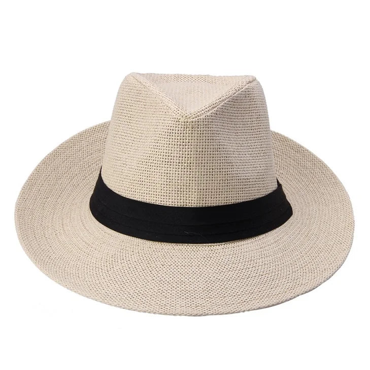 Straw Panama Hat – Classic Fedora Style With Black Band