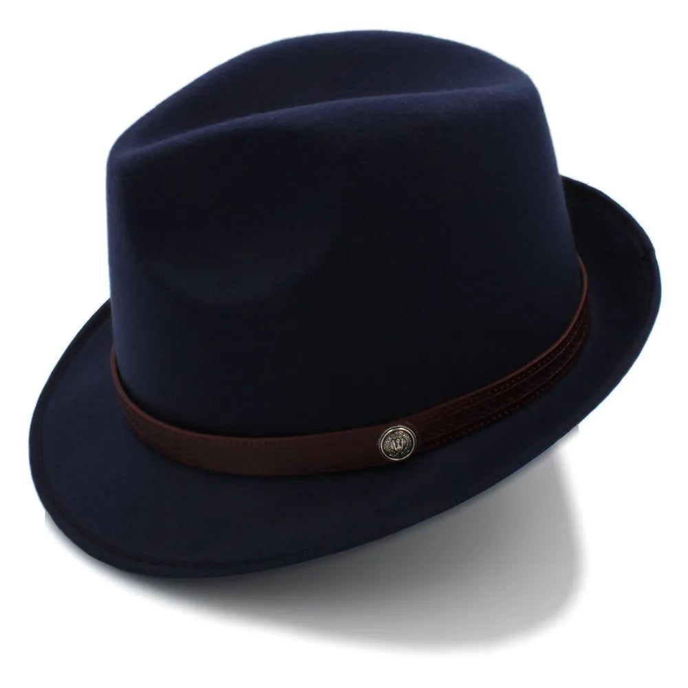 Classic Wool Trilby Hat – Slim Band with Decorative Button
