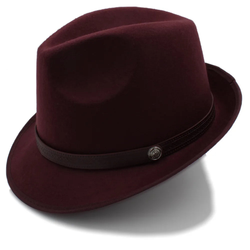 Classic Wool Trilby Hat – Slim Band with Decorative Button