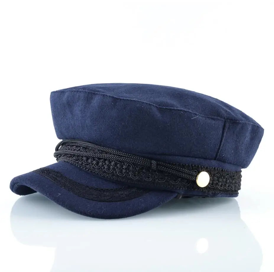 Sailor Cap – Flat Top Newsboy Style With Decorative Belt