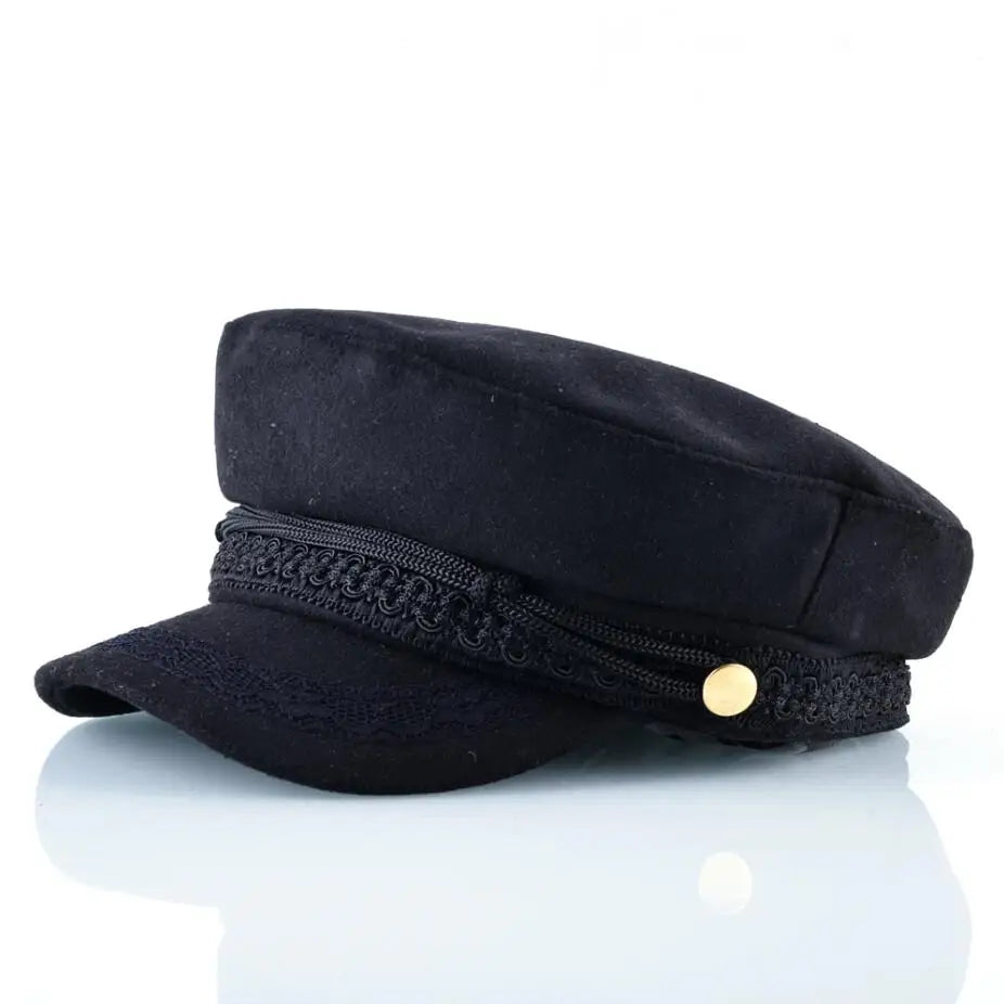 Sailor Cap – Flat Top Newsboy Style With Decorative Belt
