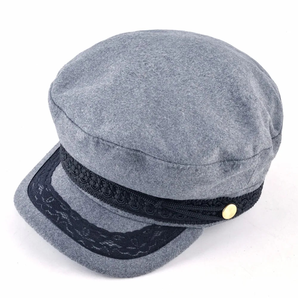 Sailor Cap – Flat Top Newsboy Style With Decorative Belt