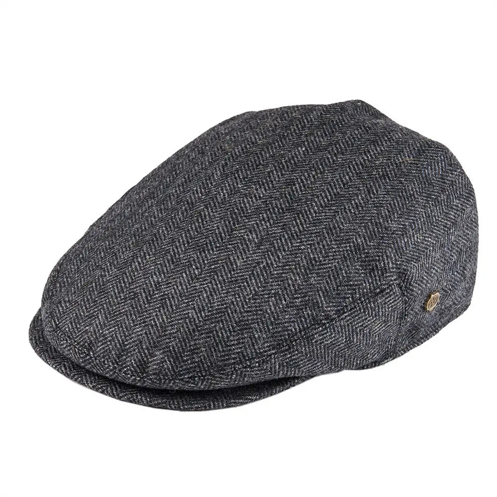 Flat Cap – Herringbone Wool Blend With Vintage Texture