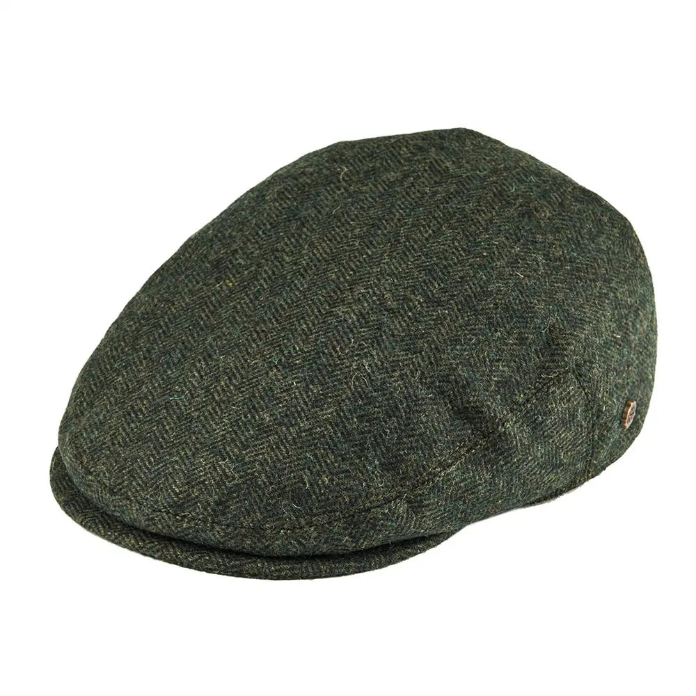 Flat Cap – Herringbone Wool Blend With Vintage Texture