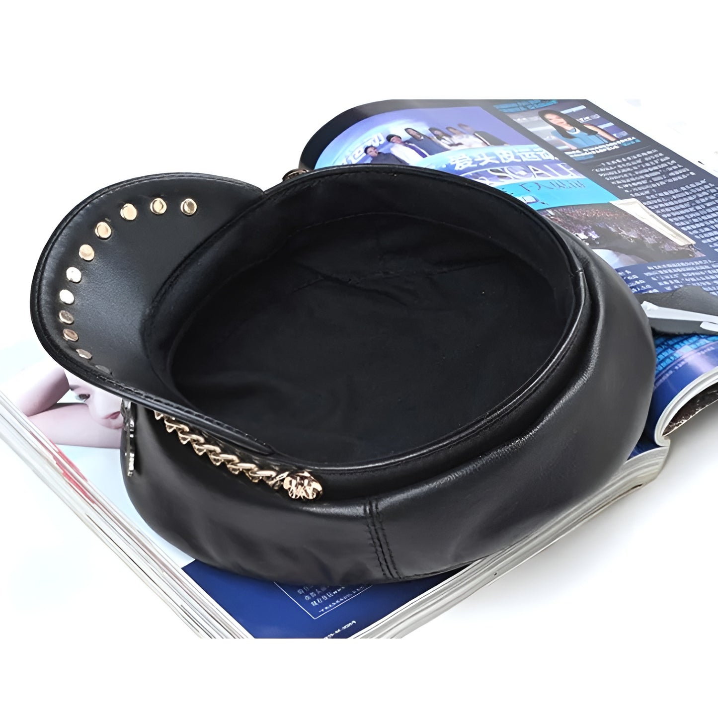 Punk Rock Leather Sailor Cap – Chain & Eagle Badge Edition