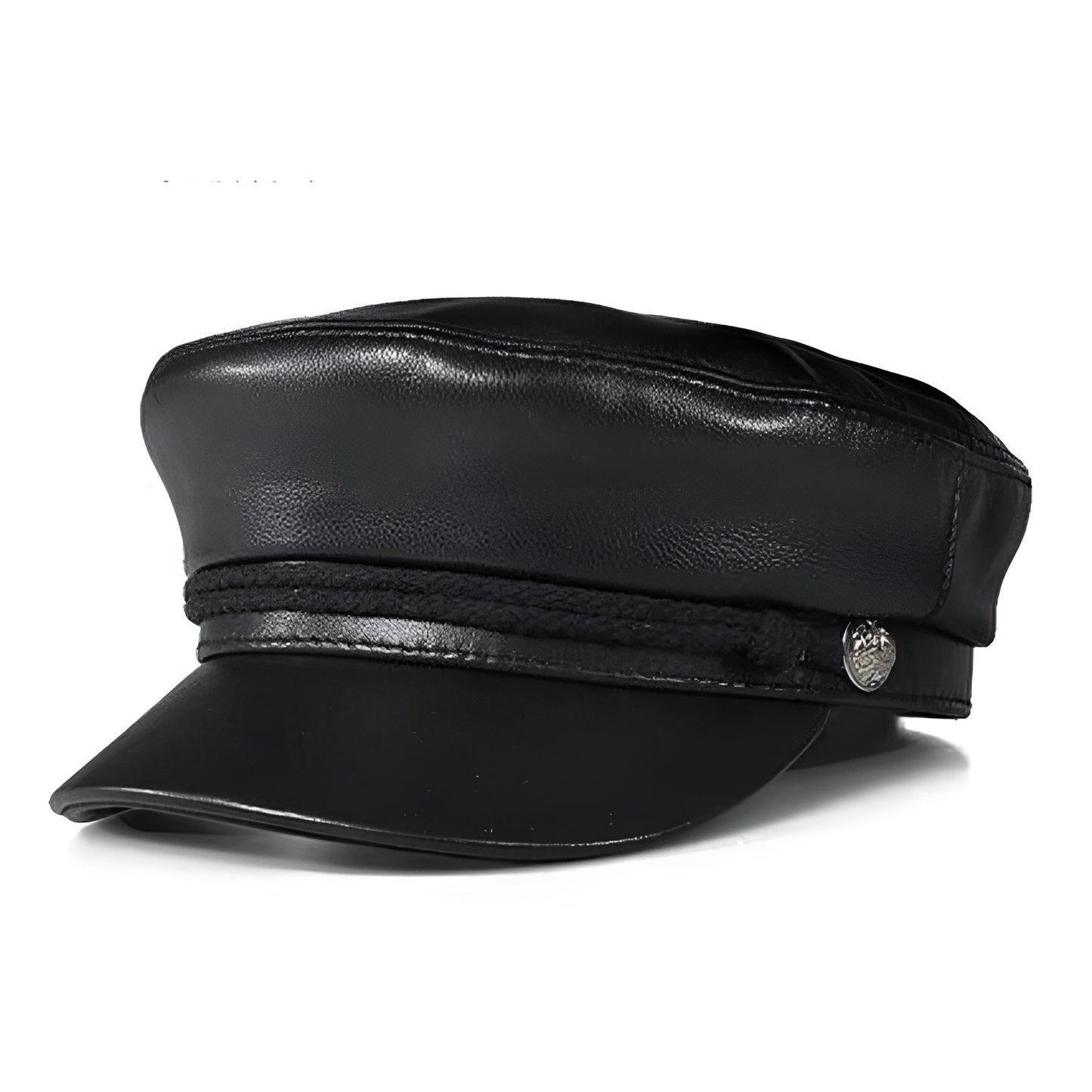 Punk Rock Leather Sailor Cap – Chain & Eagle Badge Edition