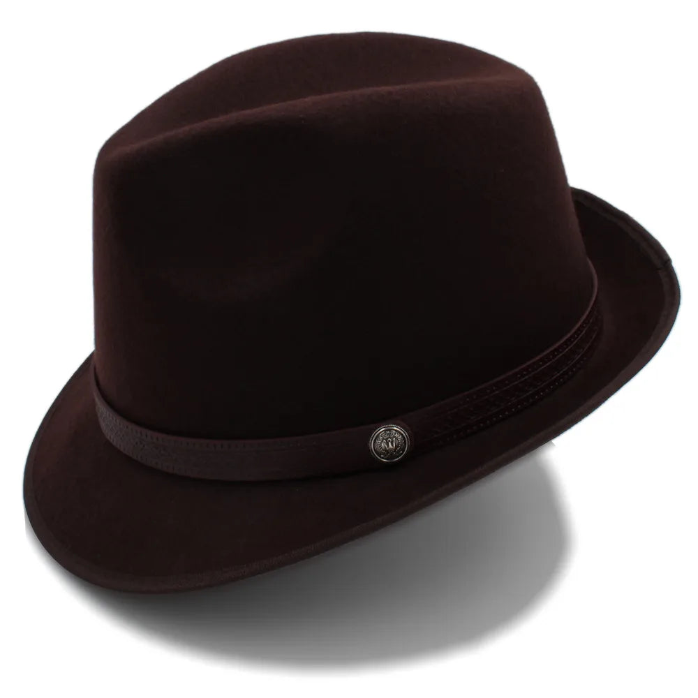 Classic Wool Trilby Hat – Slim Band with Decorative Button