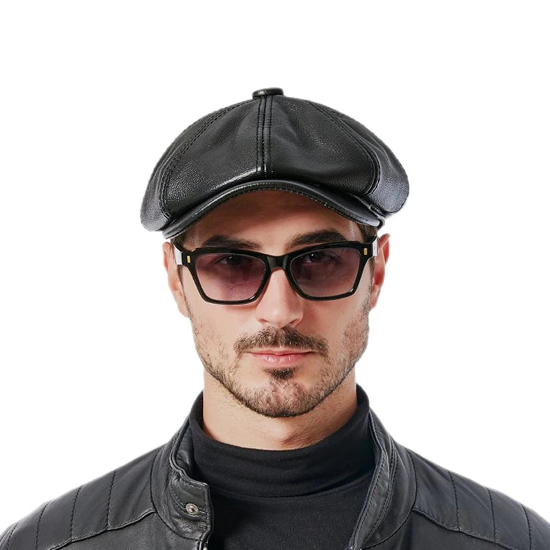 Newsboy Cap – 100% Cowhide Leather With Dome Cut