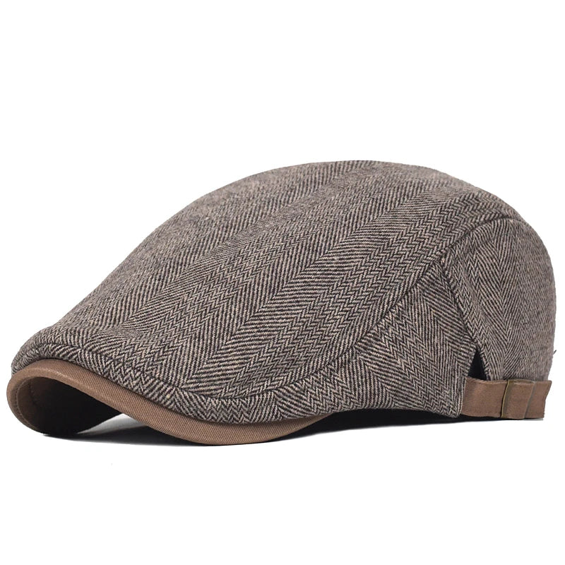 Classic Herringbone Flat Cap – Casual Vintage Look