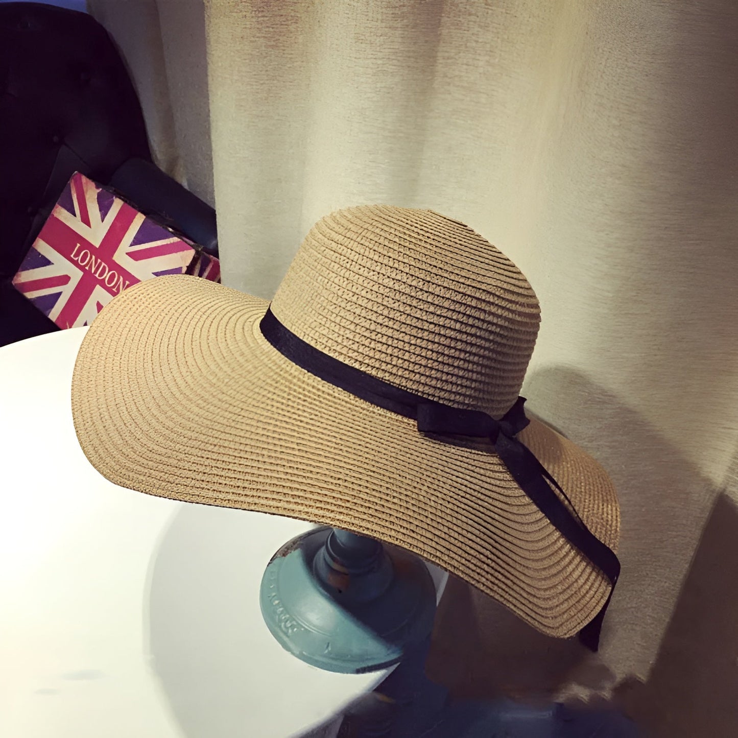 Straw Hat – Wide Brim & Delicate Bow For Summer Days