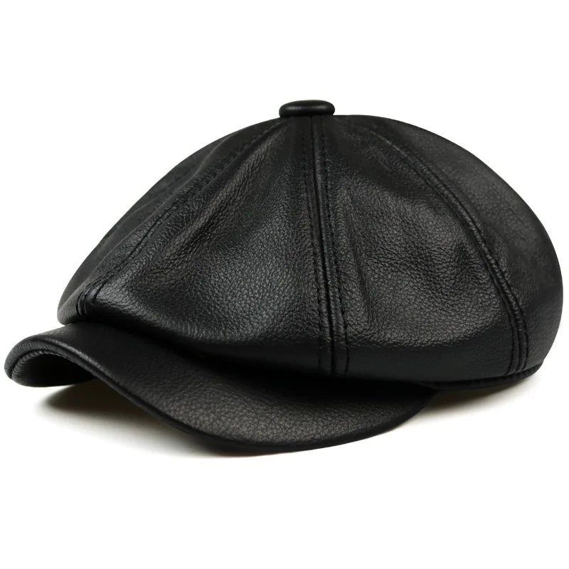 Newsboy Cap – 100% Cowhide Leather With Dome Cut