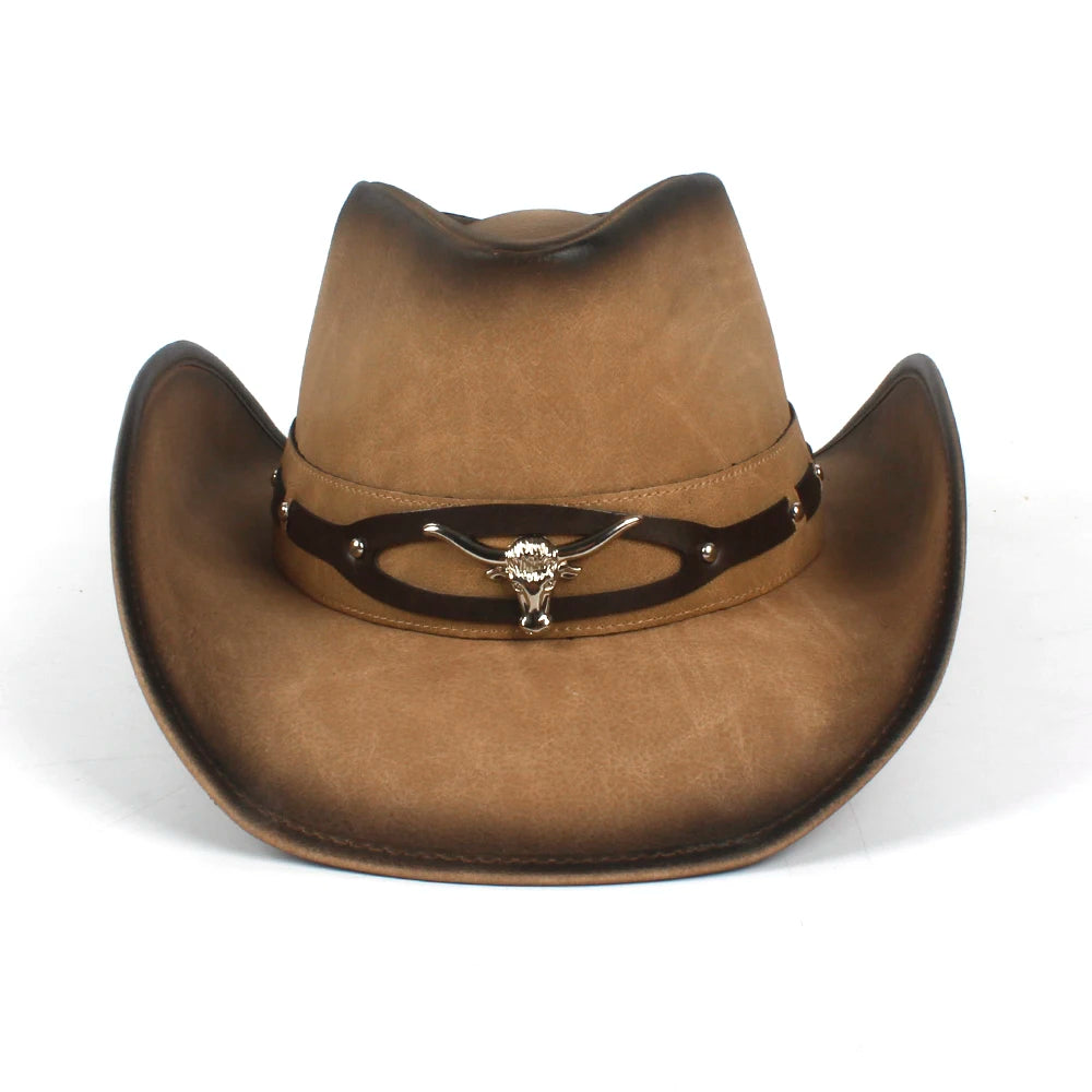 Western Cowboy Hat – Suede Finish With Bull Head Band