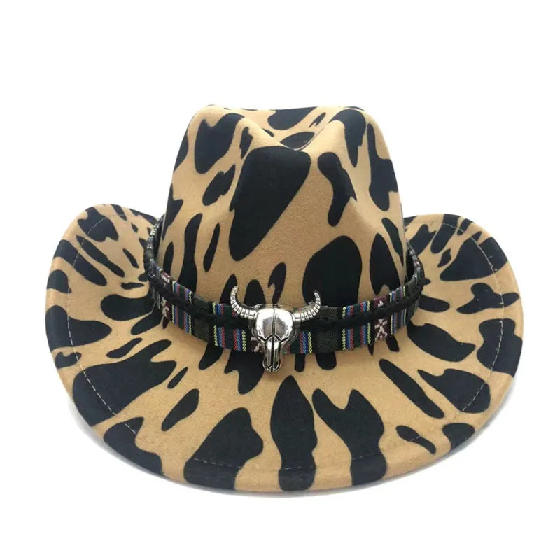 Cowboy Hat – Wild Cow Print With Western Bull Badge