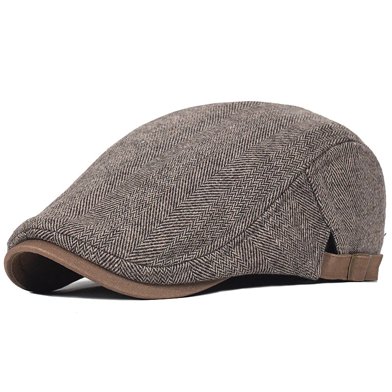 Classic Herringbone Flat Cap – Casual Vintage Look